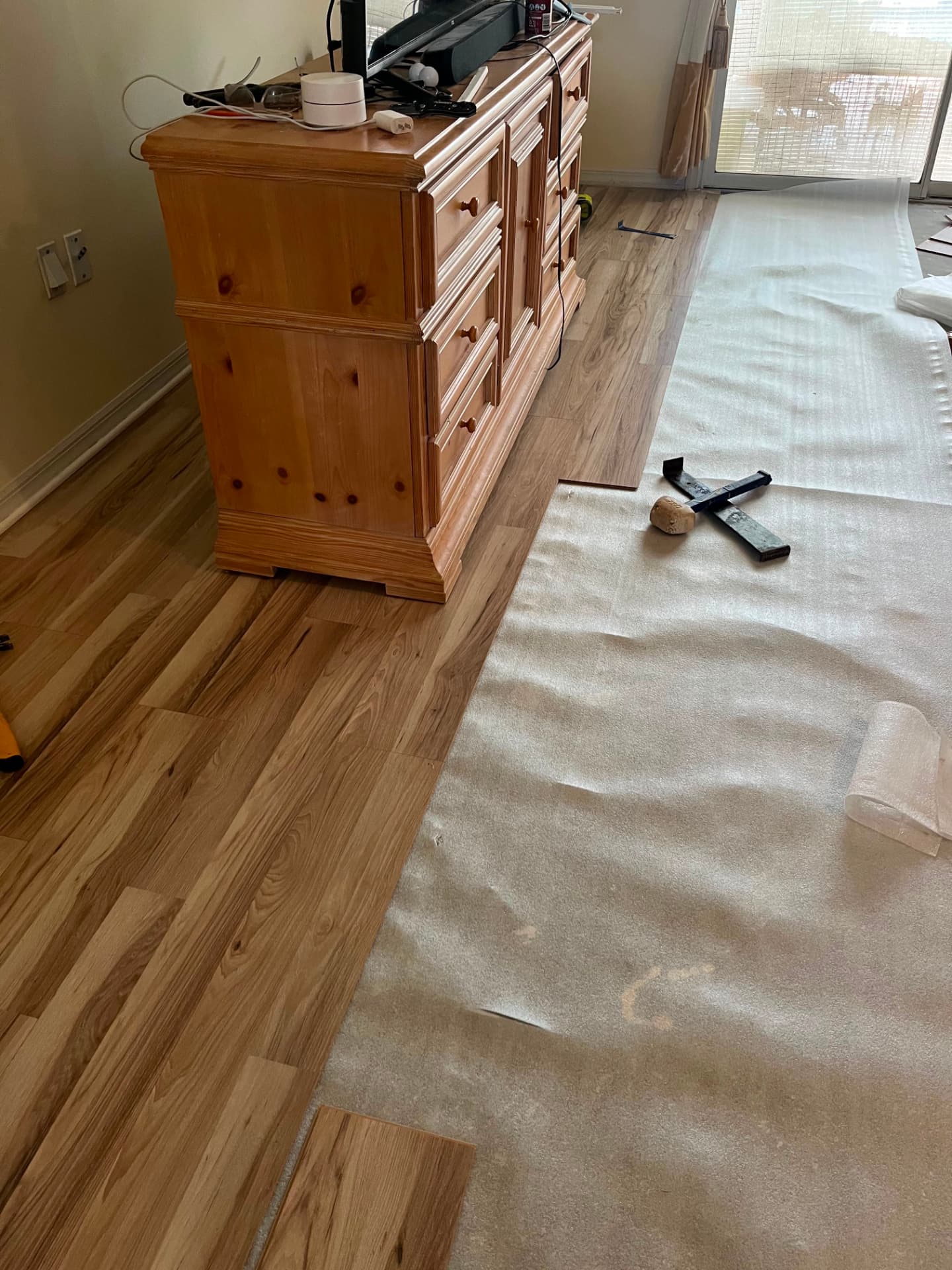 Luxury vinyl plank going down over new underlayment